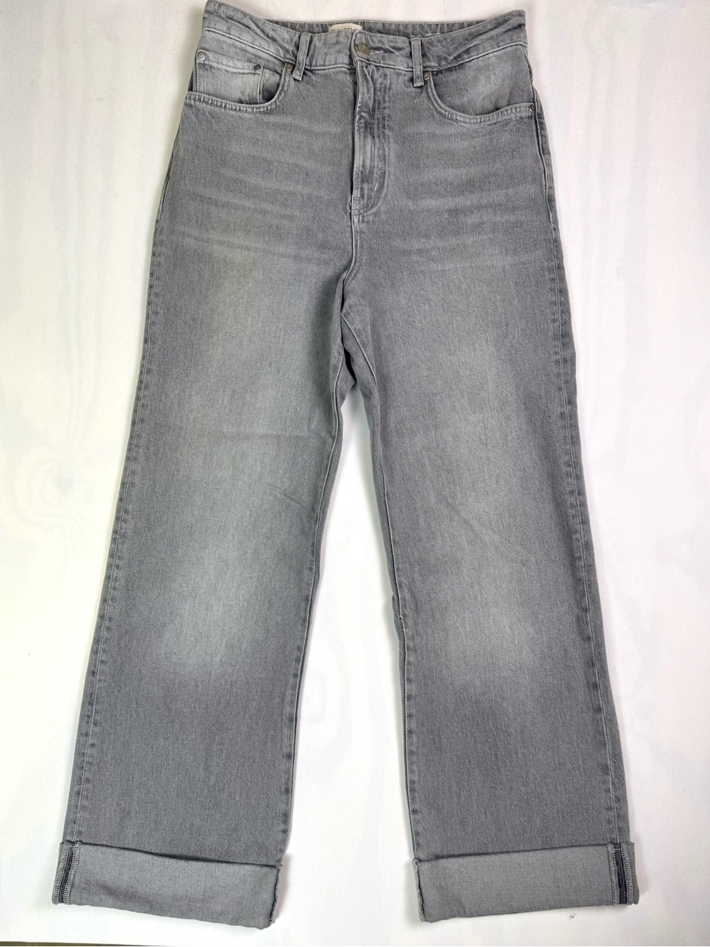 Pilcro The Austyn High Rise Cuffed Wide Leg Jeans Gray Denim Size 30